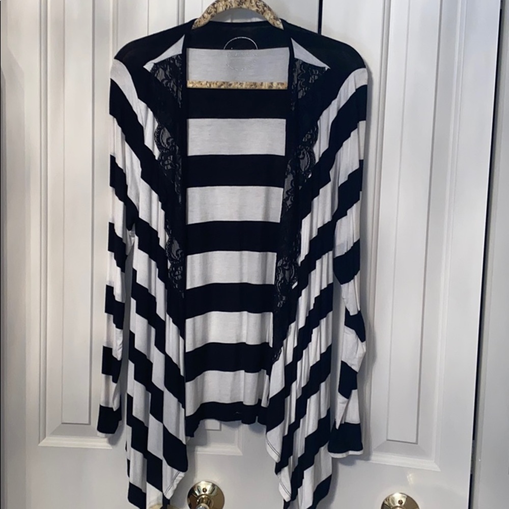 INC Striped Shawl w/Lace Trim